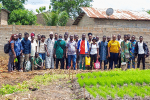 Groupe de jeunes bénéficiaires formés à l’entrepreneuriat rizicole par le CCR-B dans le cadre du projet Delta Mono au Bénin