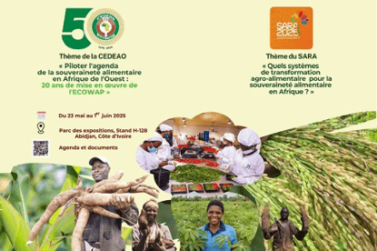 Le Réseau des Organisations Paysannes et des Producteurs agricoles de l'Afrique de l'Ouest (ROPPA) prend une part active à la 7ᵉ édition du Salon International de l’Agriculture et des Ressources Animales d’Abidjan (SARA 2025), en cours au Parc des Expositions d’Abidjan depuis le 23 mai. À travers sa présence, le ROPPA partage son expertise sur les systèmes de transformation agroalimentaires afin de contribuer à la construction de la souveraineté alimentaire en Afrique.