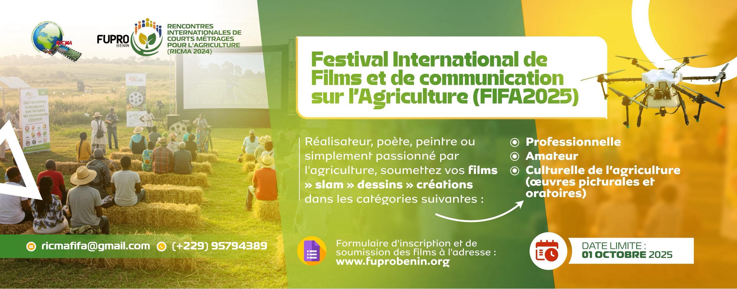 Le Festival International de Films et de communication sur l’Agriculture (FIFA) a officiellement lancé sa 9ᵉ édition ce mois d’août. Les candidatures sont ouvertes jusqu’au 1ᵉʳ octobre 2025.