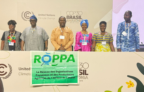 À la COP30 de Belém au Brésil, le Réseau des Organisations Paysannes et de Producteurs Agricoles de l’Afrique de l’Ouest (ROPPA) a tenu, le 21 novembre 2025, une conférence de presse consacrée aux coûts croissants de l’adaptation climatique pour les exploitants familiaux.