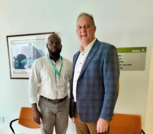 Dans le cadre du stage Viens Marcher Ma Terre, le Président du Collège des Jeunes Agriculteurs du Bénin, Duince Ahossouhe a eu l’opportunité d’échanger avec Martin Caron, Président du Conseil d’Administration de l’UPA et de l’UPA-DI, ainsi qu’avec Hugo Beaure gard-Langelier, Secrétaire Général de l’UPA-DI.