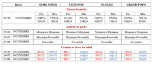 Le Bénin, avec sa côte riche en biodiversité marine, offre cette semaine des conditions globalement favorables à la pêche artisanale. Selon le Bulletin Spécial Pêche publié par Meteo Benin, la période du 05 au 08 novembre 2025 s’annonce propice pour les pêcheurs opérant entre Sèmè-Podji et Grand-Popo.